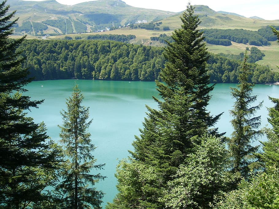 volcano more, blue, turquoise, tree, plant, scenics - nature HD wallpaper