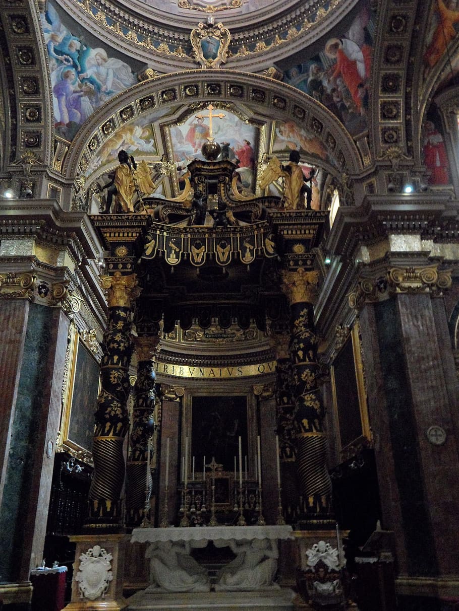 Pompous, Altar, Church, Interior, catholic, decoration, religion HD wallpaper