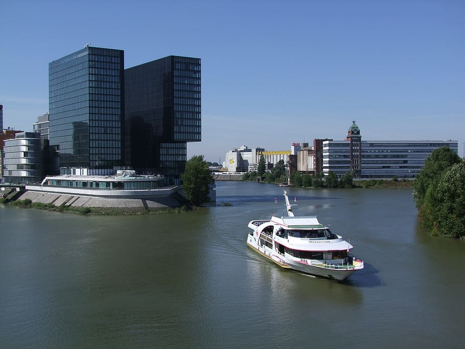 Düsseldorf, City, Port, Building, architecture, structures, HD wallpaper