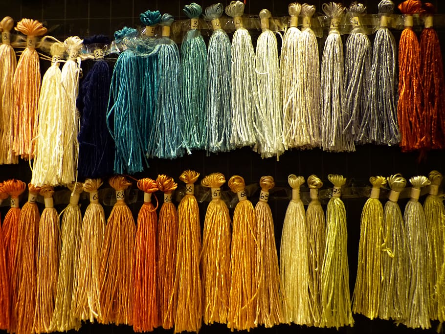 Thread, Raw Silk, Yarn, Weave, tying, colored, colorful, hang HD wallpaper