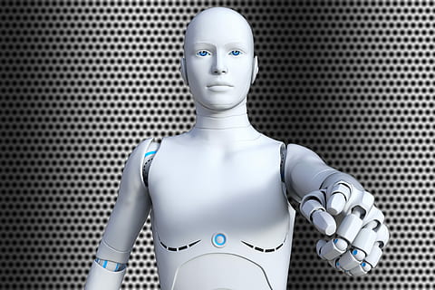 white robot, cyborg, futuristic, android, cybernetics, intelligence HD wallpaper