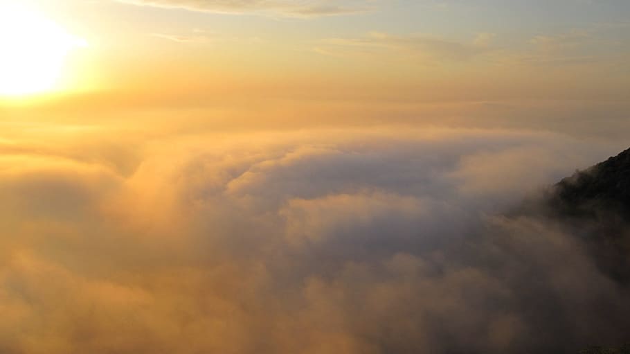 Sky, Clouds, Sun, Atmosphere, Sunlight, aerial, view, space HD wallpaper