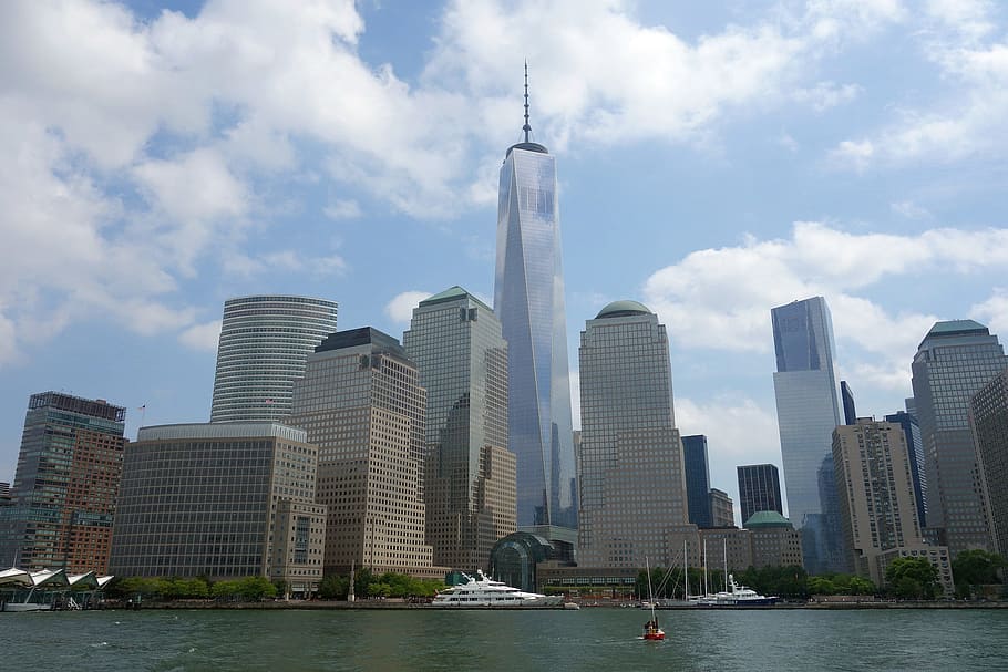 new york, skyline, world trade center, usa, manhattan, america, HD wallpaper