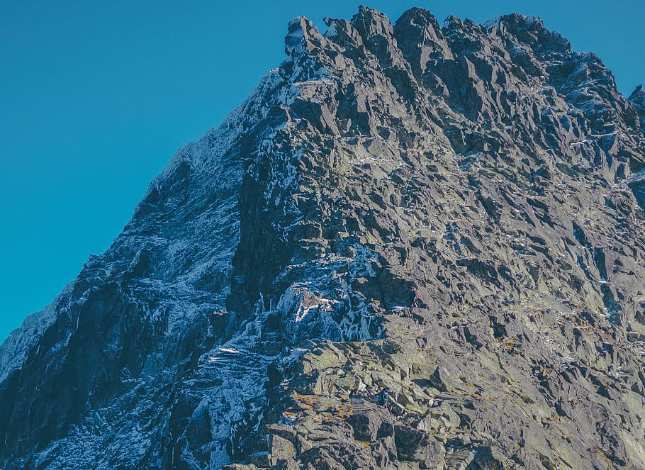 rough mountain, highland, blue, sky, summit, ridge, landscape HD wallpaper