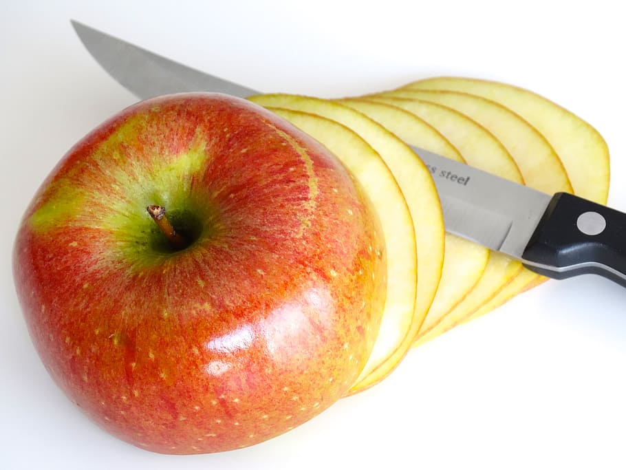 Fruit, Apple, Discs, Knife, Cut, Color, healthy, food and drink HD wallpaper