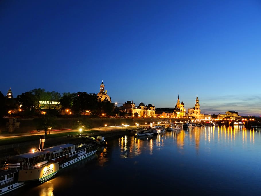 white and black boat on body of water during dawn, dresden, germany, HD wallpaper