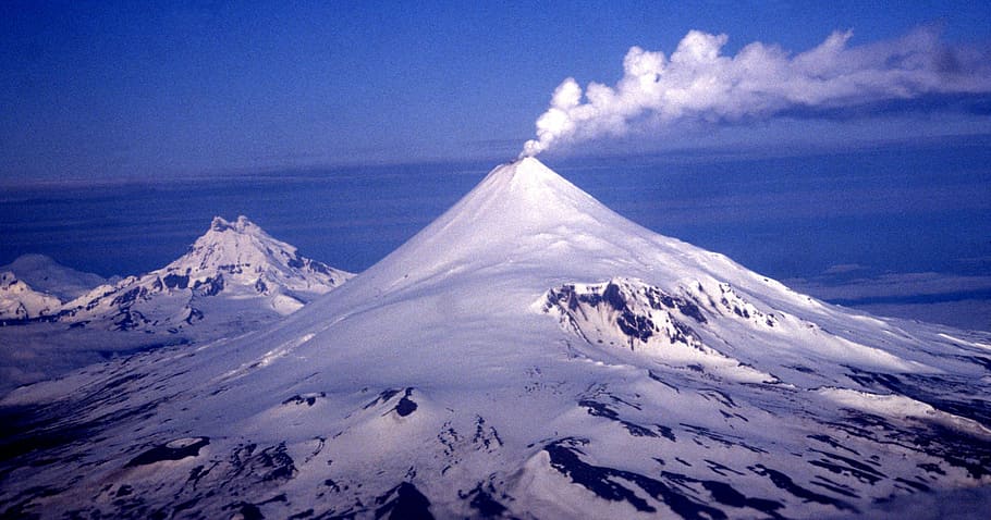 volcanoes, active, inactive, landscape, snow, nature, mountain HD wallpaper