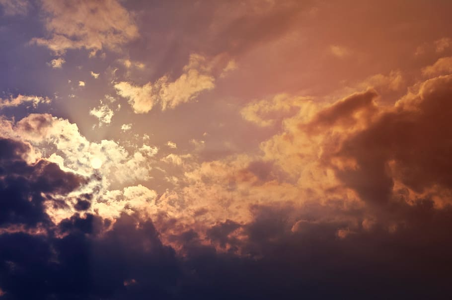 clouds, rain, dark, sky, sun, sunset, space, cloud - sky, beauty in nature HD wallpaper
