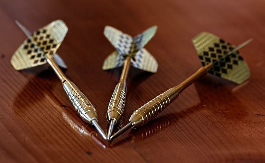 three silver-colored dart pins, target, aim, arrow, goal, point HD wallpaper