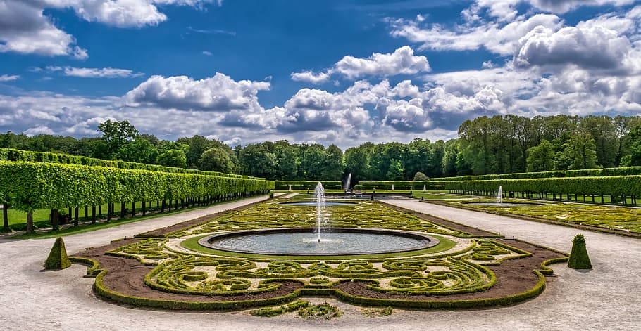 garden during daytime, park, castle, art, horticulture, baroque, HD wallpaper