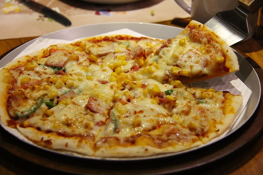 cheese pizza on white plate, city, travel, yangon, myanmar, asia, HD wallpaper