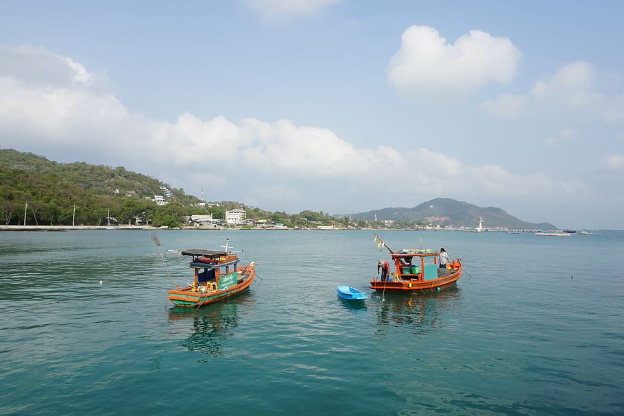 sea, ocean, thai, nautical Vessel, asia, nature, people, water HD wallpaper