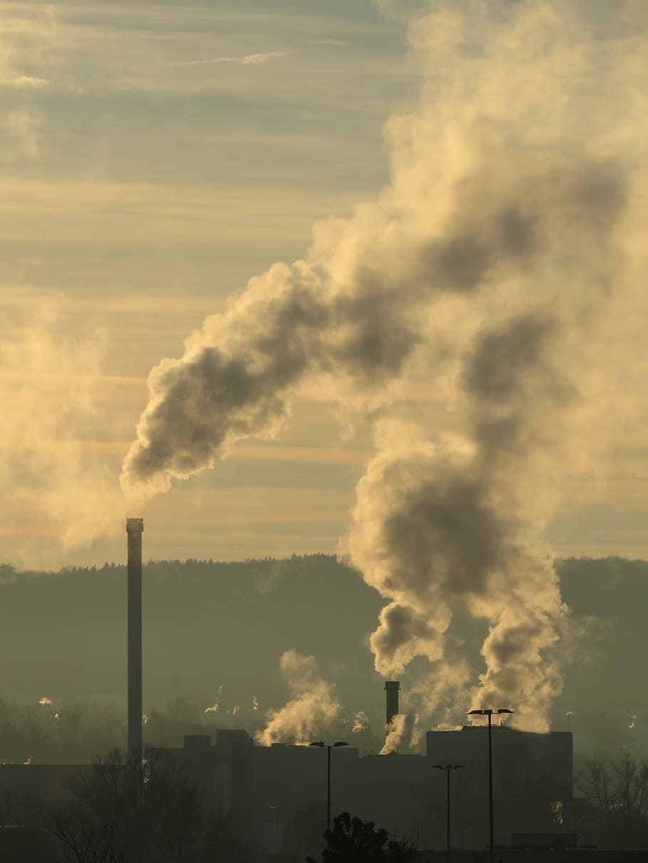 smoke produce by tower, Industry, Chimney, Pollution, exhaust gases HD wallpaper