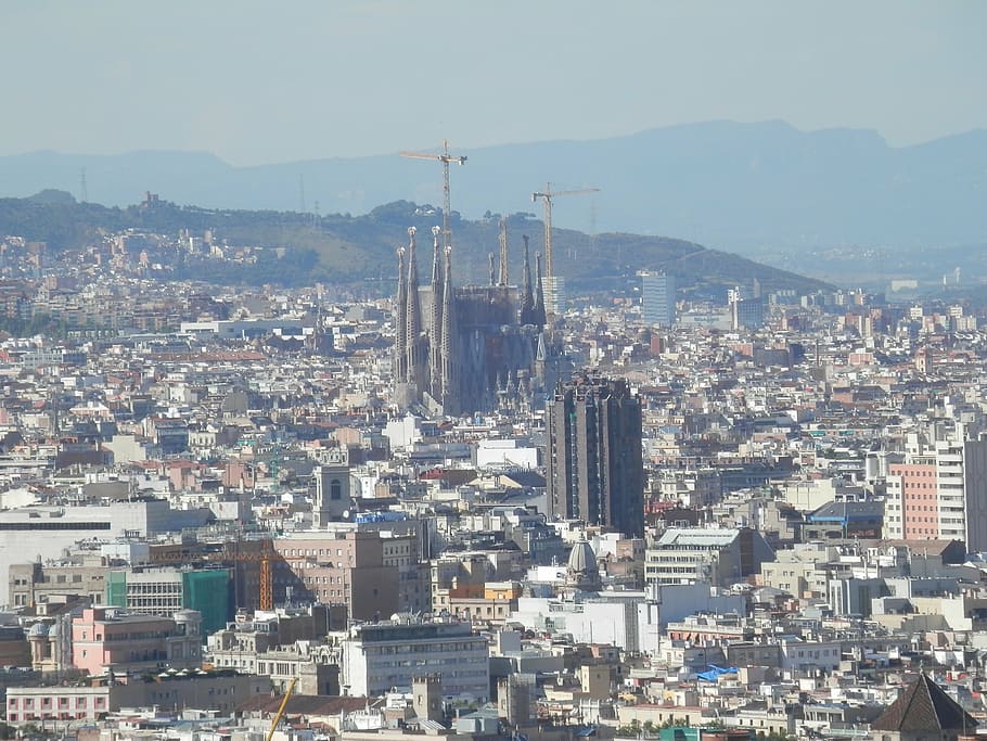 architecture, buildings, city, barcelona, view, panorama of the city HD wallpaper