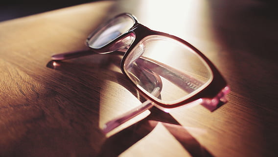 eyeglasses on wooden surface during daytime, lenses, reading HD wallpaper