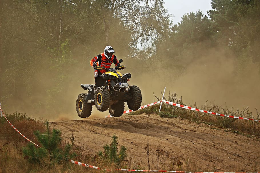 quad, atv, cross, enduro, all-terrain vehicle, motocross, sand, HD wallpaper