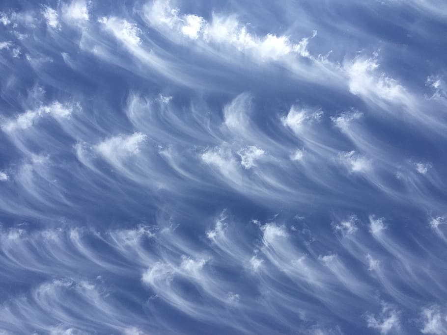 clouds, sky, sweeping, swept, plumes, brushed, cloudscape, light, HD wallpaper