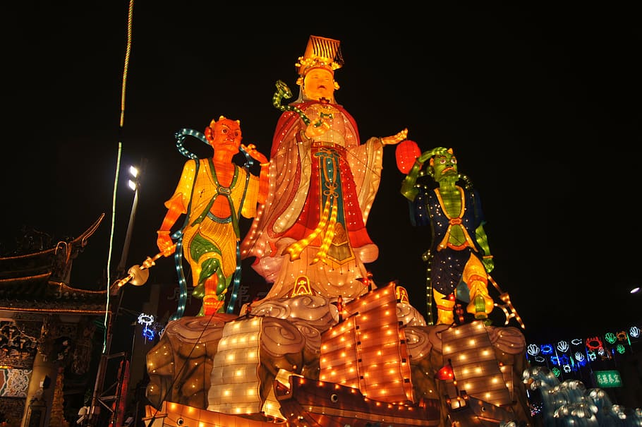 lukang, carnivals, night, illuminated, representation, sculpture HD wallpaper