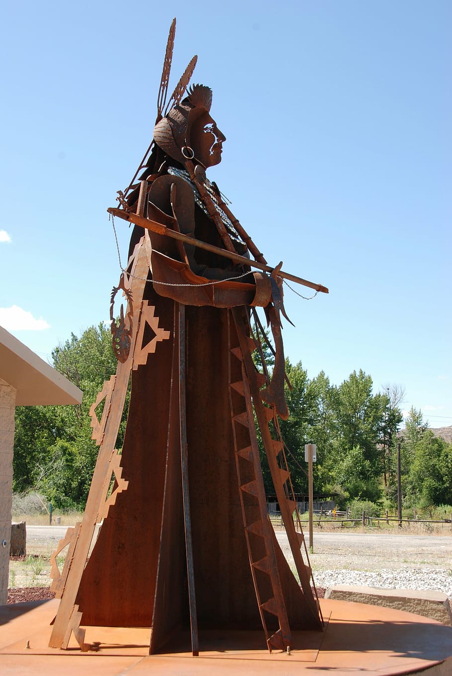 image, rust, rust color, native american, chief joseph, statue HD wallpaper