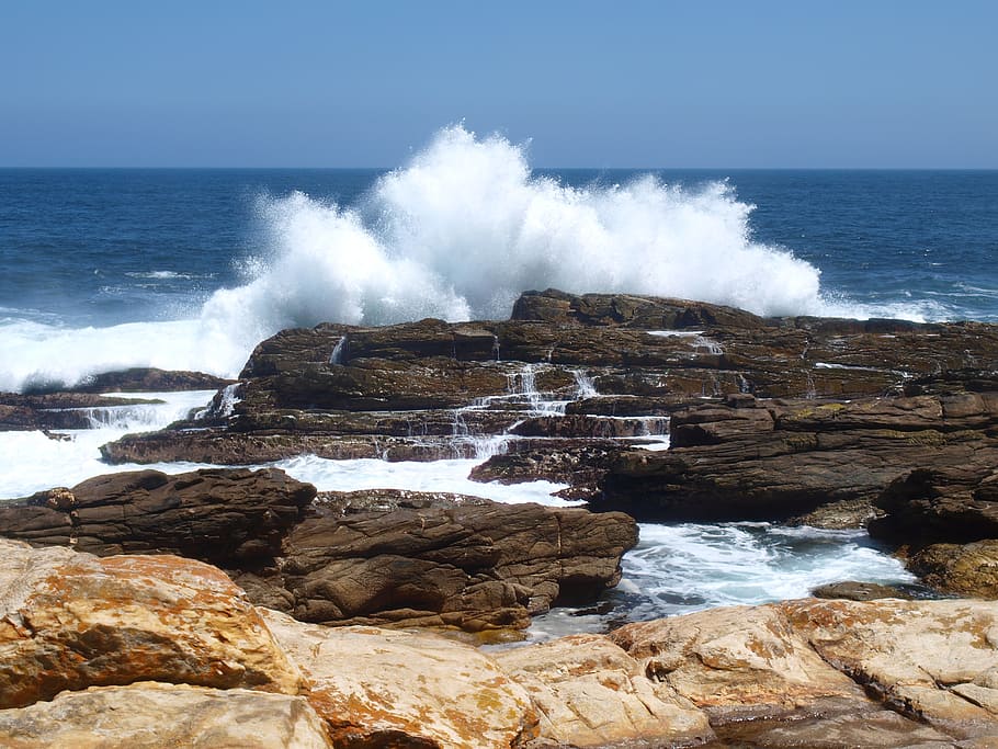 sea, the waves, ocean, water, rock, motion, beauty in nature HD wallpaper