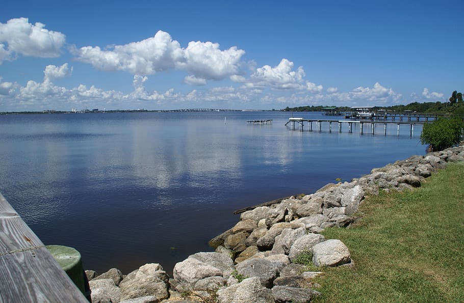 florida, melbourne, beach, indian, river, nature, water, blue HD wallpaper