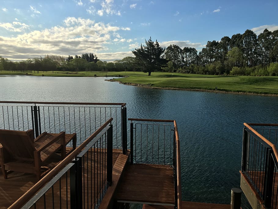 clearwater resort, golf course, christchurch, new zealand, railing, HD wallpaper
