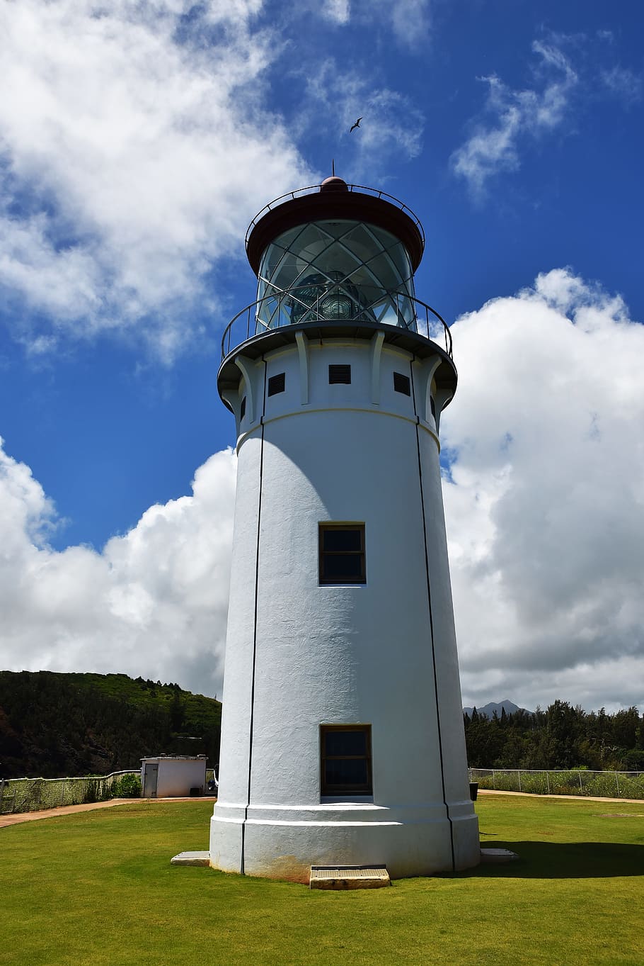white lighthouse on hill, architecture, sky, tower, travel HD wallpaper