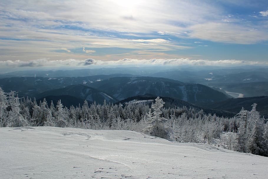 winter, snow, frost, view, mountains, nature, landscape, scenics HD wallpaper