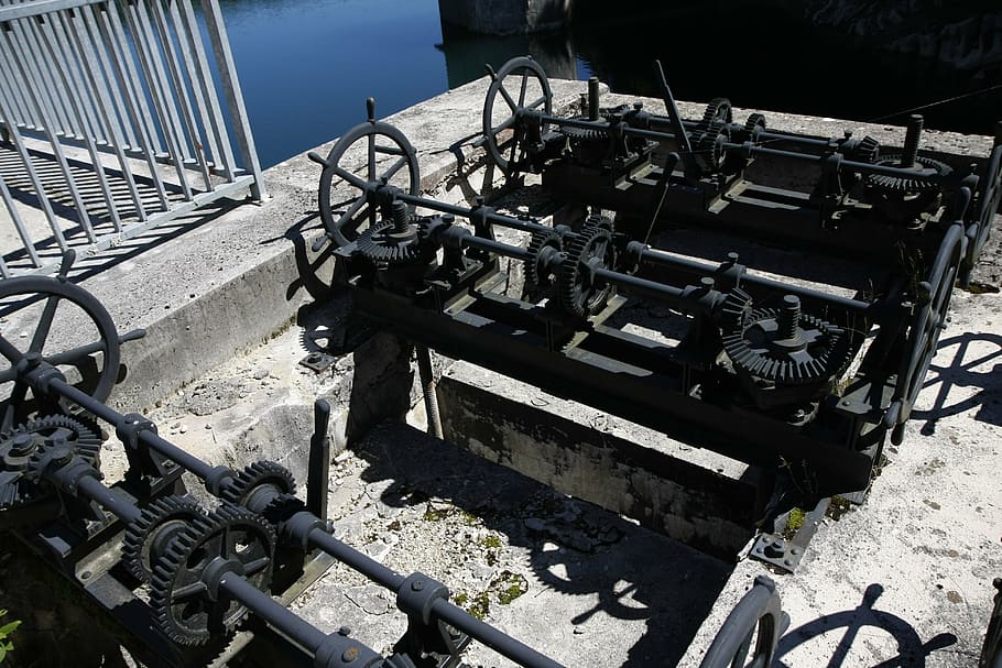 machines, dam, old, metal, transportation, day, mode of transportation HD wallpaper