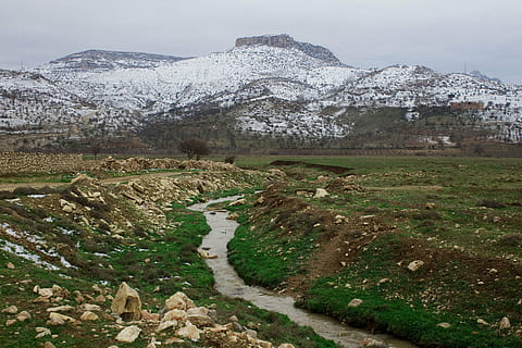 mountain, winter, river, landscape, taylor, mardin, turkey HD wallpaper