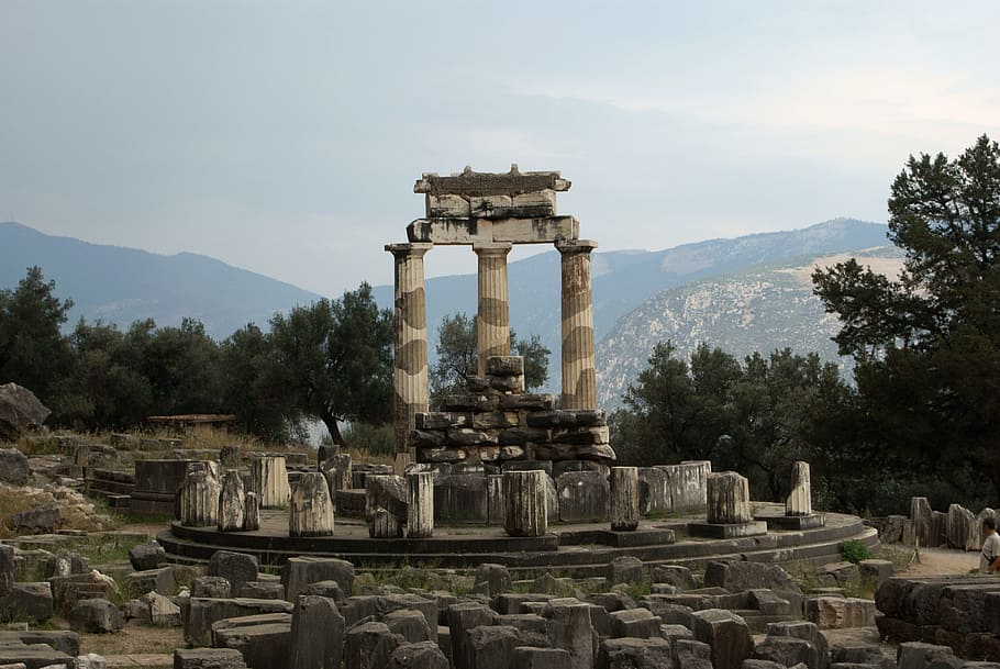 delphi, greece, ancient, athena, sanctuary, archaeology, history HD wallpaper
