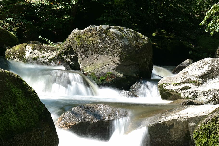water, bach, flow, nature, landscape, waters, water running HD wallpaper