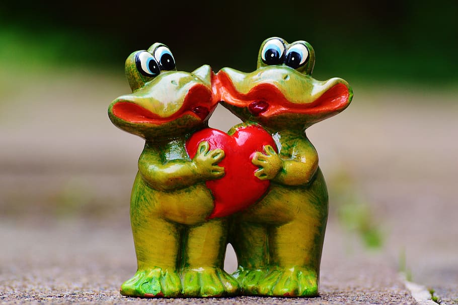 Pair, Love, Heart, Frog, frogs, funny, figure, animal, deco, HD wallpaper