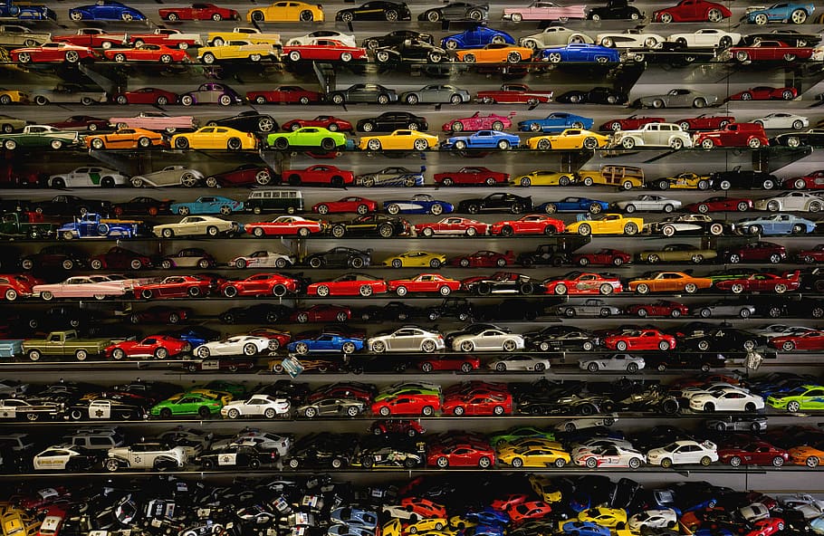 Shop-window model cars, assorted-color die-cast model lot, vehicle