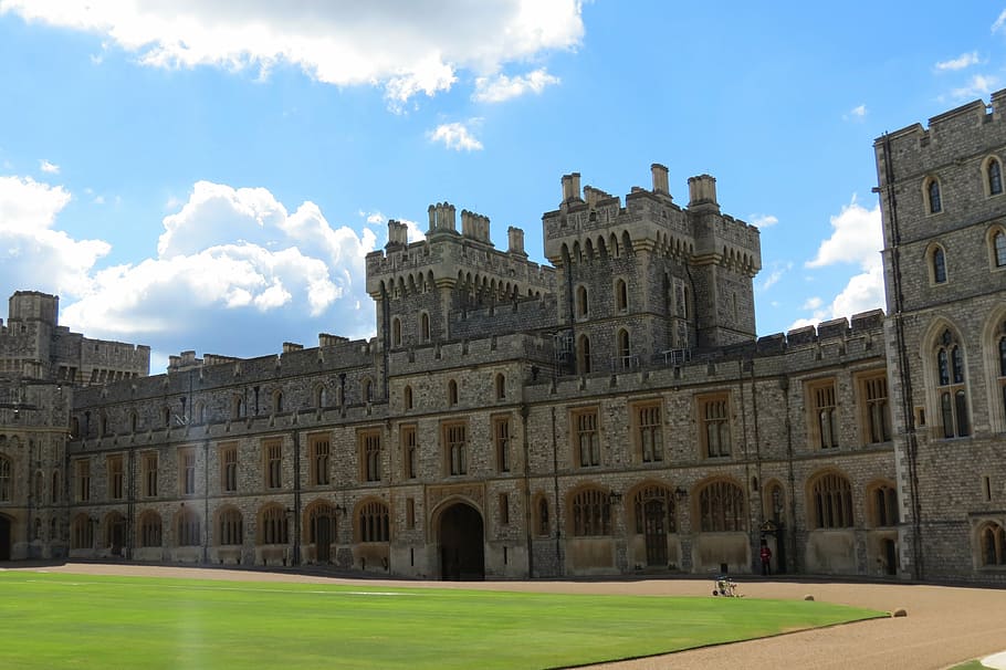 gray concrete building under gray and blue skies, windsor, castle, HD wallpaper