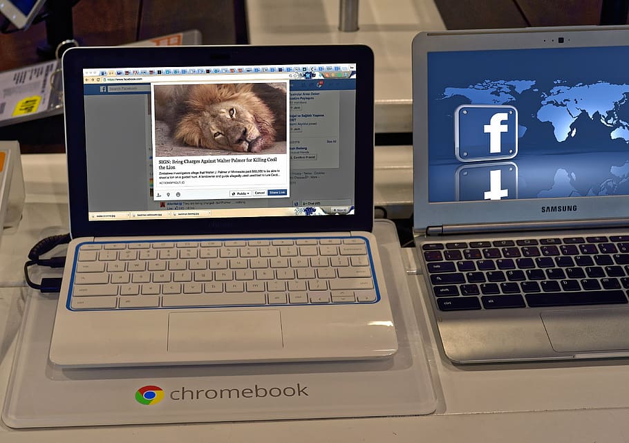turned-on black and white laptop, computer, facebook, technology HD wallpaper