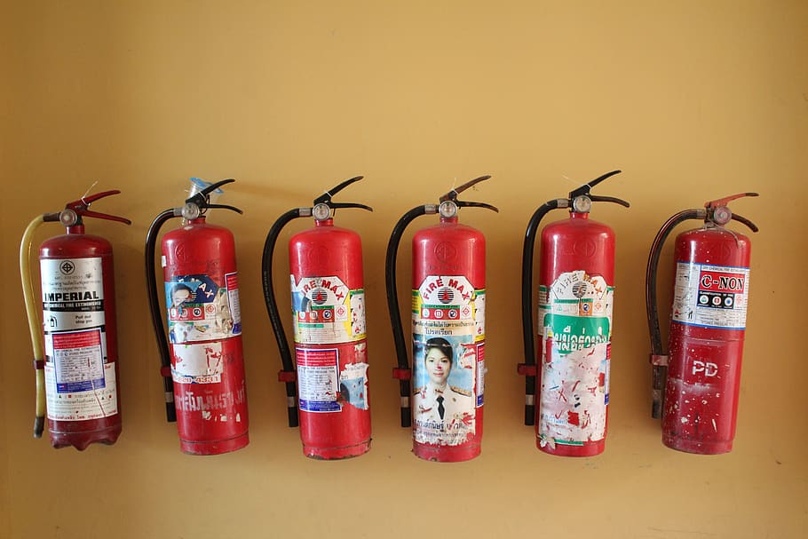 fire extinguisher, security, red, sure, delete, fire protection HD wallpaper