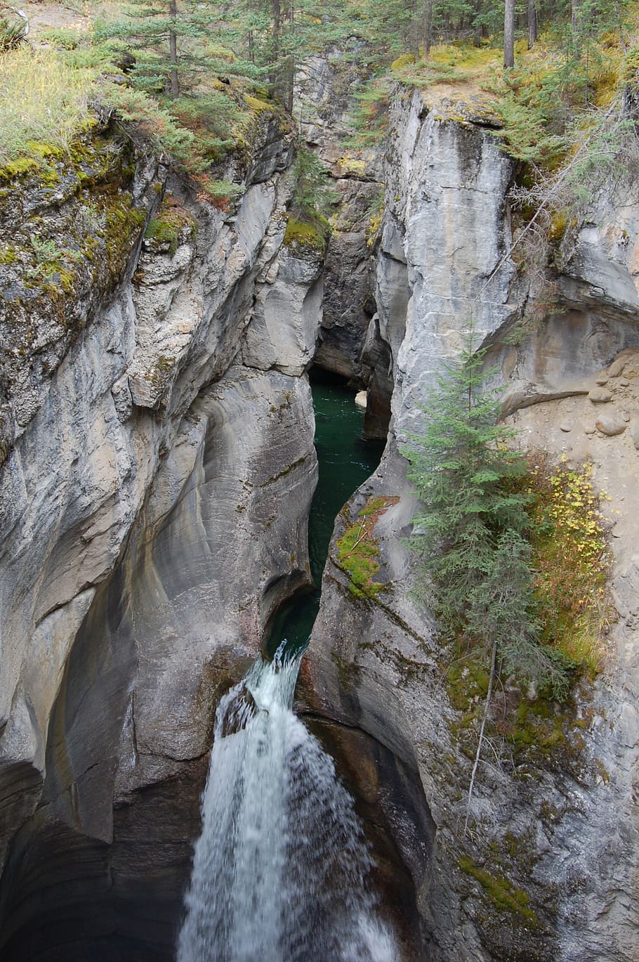 gorge, canyon, waterfall, forest, stream, river, rock, rock - object HD wallpaper