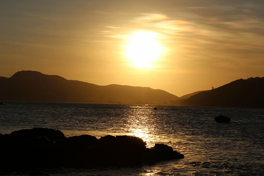 beach, mar, búzios, sol, costa, brazil, sunset, water, sky HD wallpaper