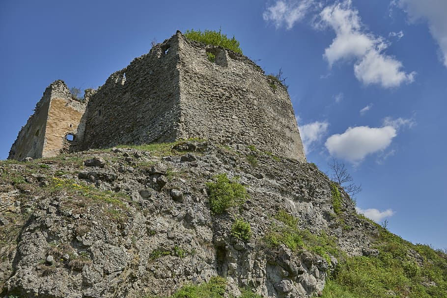čabraď, castle, basket case, ruins, the sky, architecture, HD wallpaper