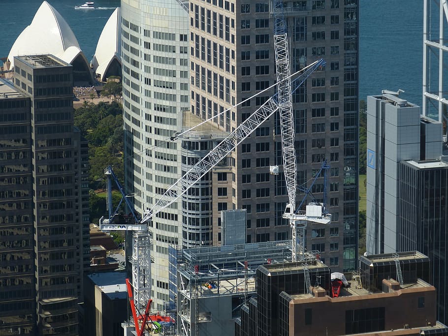 sidney, australia, city, skyscraper, site, crane, cranes, opera HD wallpaper
