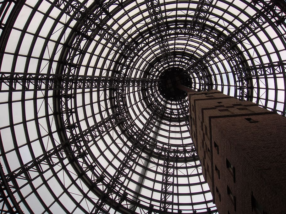 low angle photo of building, ceiling, glass, architecture, design HD wallpaper