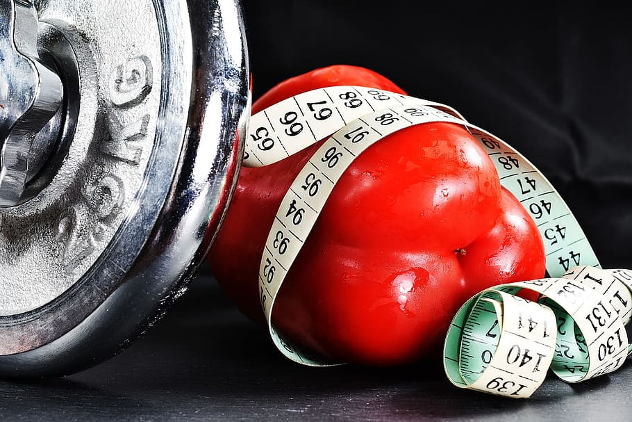red pepper with tape measure, fitness, strengthening, exercise, HD wallpaper