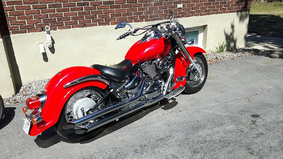 suzuki, boulevard, motorcycle, mode of transportation, red HD wallpaper