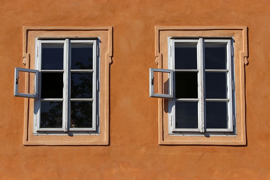 two white wooden window frames, prague, twins, architecture HD wallpaper