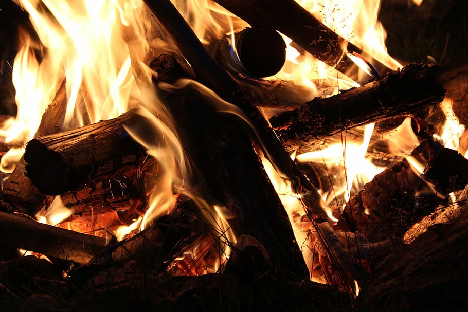 fire, flame, nature, heat - temperature, burning, no people HD wallpaper