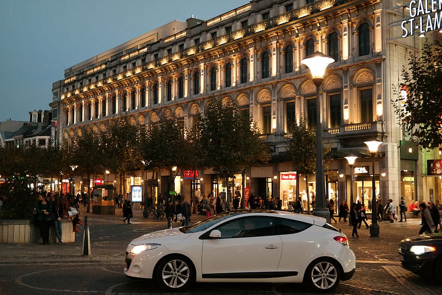 gallery st lambert, auto, liege, passage, shopping mile, white HD wallpaper