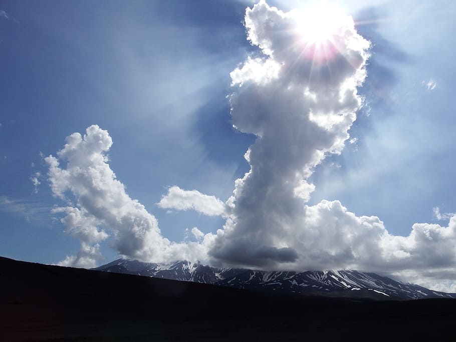 cloud, sun, sky, shadow, rays, nature, mountains, clouds, cloud - sky HD wallpaper