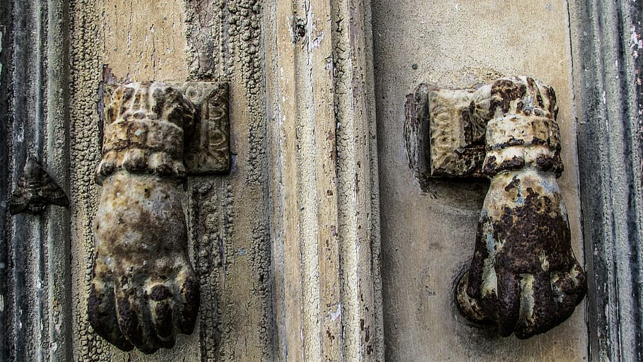knocker, door, rusty, aged, weathered, old, village, lefkara HD wallpaper