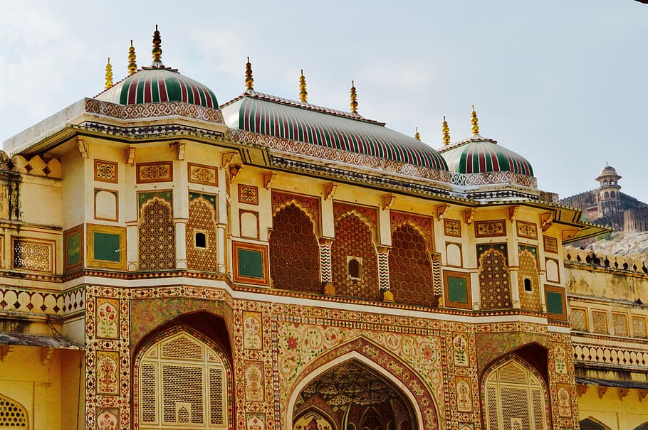 brown and yellow house, Amer Fort, Jaipur, Rajasthan, India, architecture